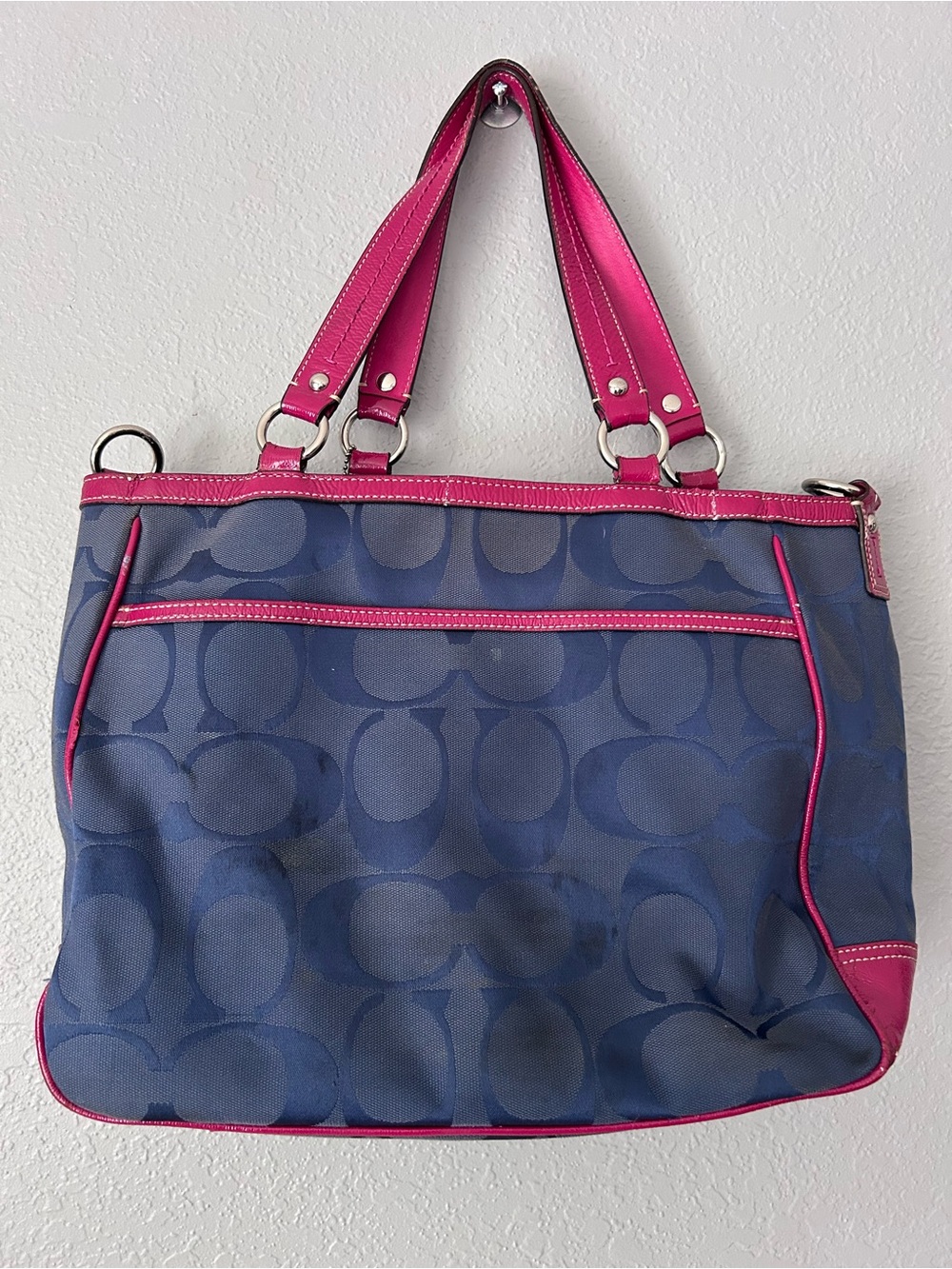 Coach Signature C Blue & Pink M1020-F14941 AS IS NEEDS LOVE - Picture 5 of 14